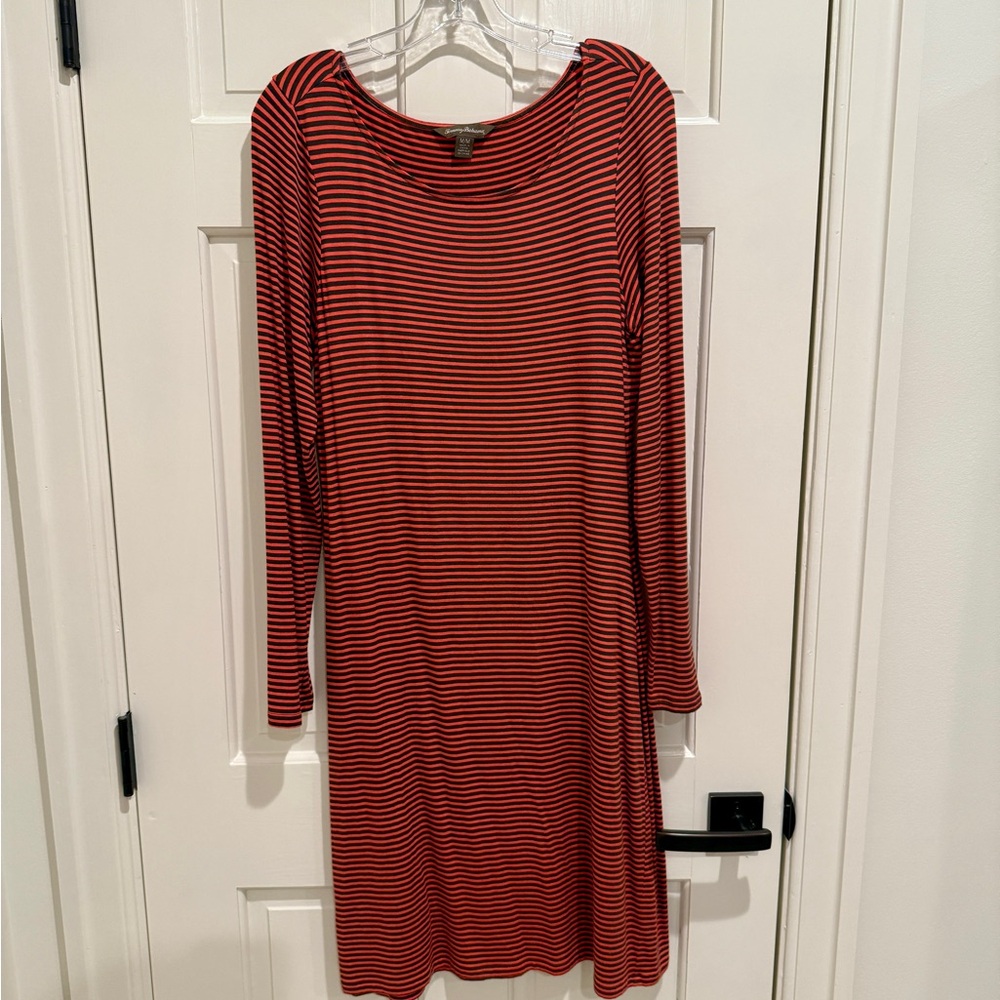 Tommy Bahama Red & Brownish/Black stripped Dress, Size M